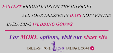 fastest bridesmaids on the internet ... all your dresses in DAYS not months - including wedding gowns....visit our sister site DressForLessBridal.com